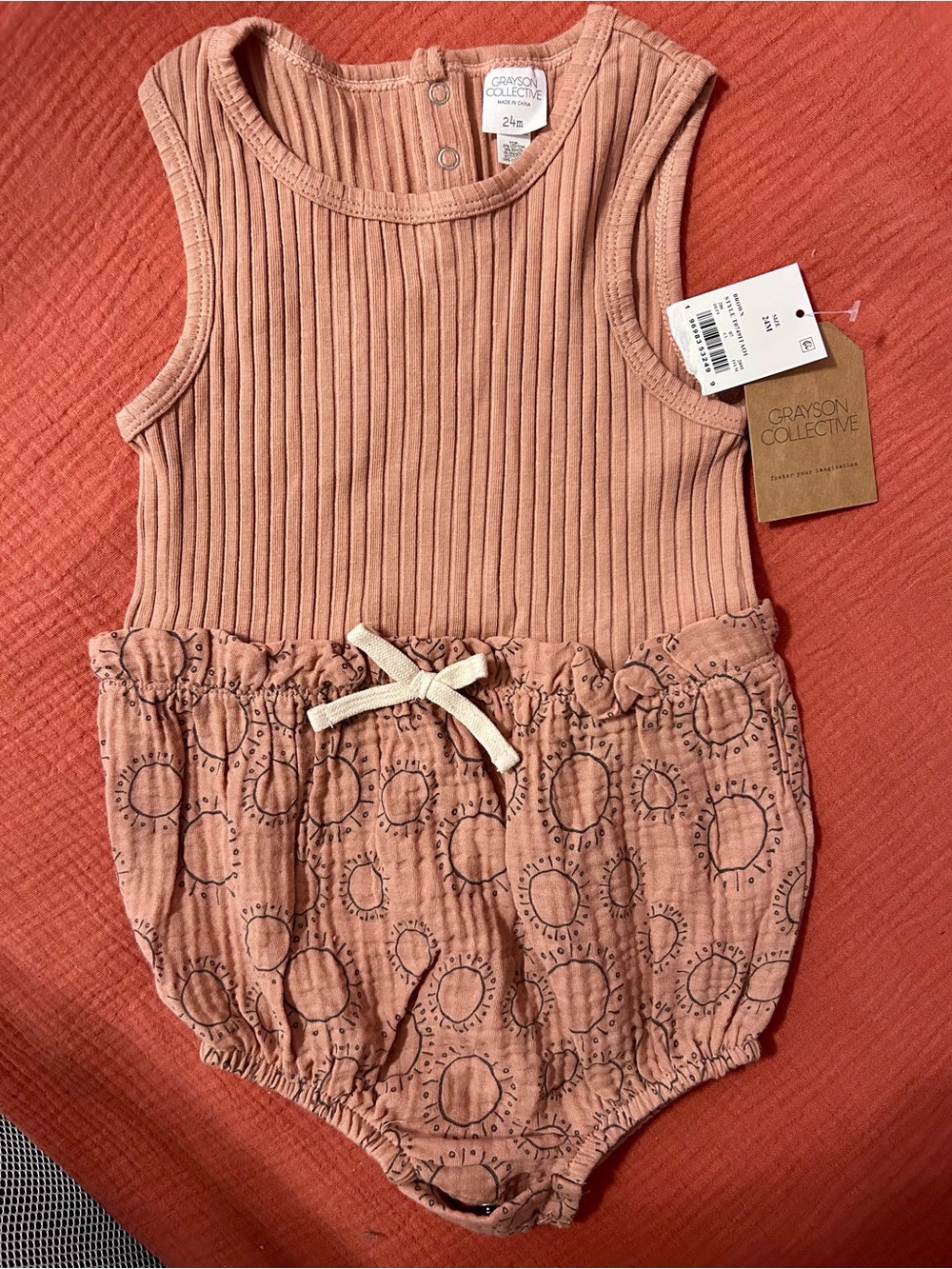 Toddler Ribbed Tank Bubble Romper - Dusty Rose